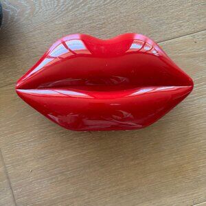 Lulu Guinness Red Lips Perspex Clutch - Red